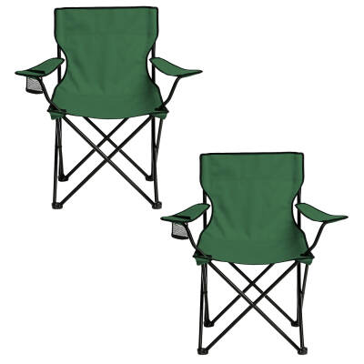 2 Adet Katlanır Kamp Sandalyesi - Piknik Plaj Sandalyesi - (DY.001) - Haki - Taşıma Çantalı - 2