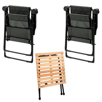 2 Adet Katlanır Kamp Sandalyesi ve Masa Seti - Rest - Haki - 130 KG Taşıma Kapasiteli - 2