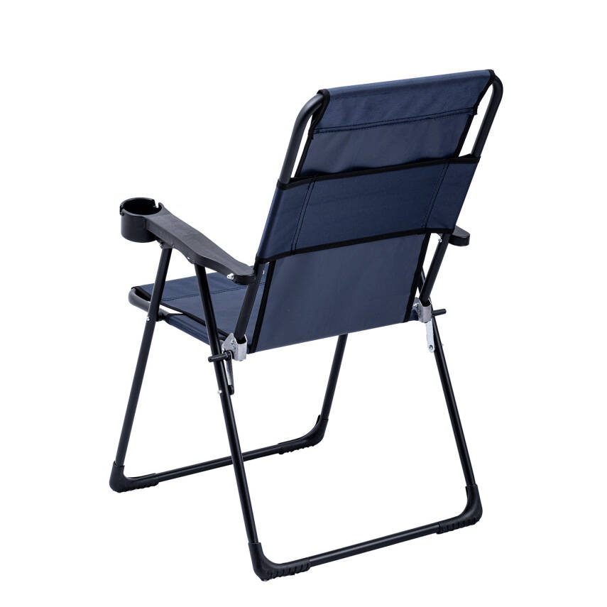 2 Adet Katlanır Kamp Sandalyesi ve Masa Seti - Rest - Taşıma Çantalı - Lacivert - 130 KG Taşıma - 4