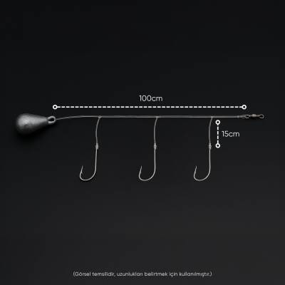3 İğneli Kurşunlu Beden Takımı - Dip Beden Oltası - Fırdöndülü - 40 gr - 5 Adet - 2