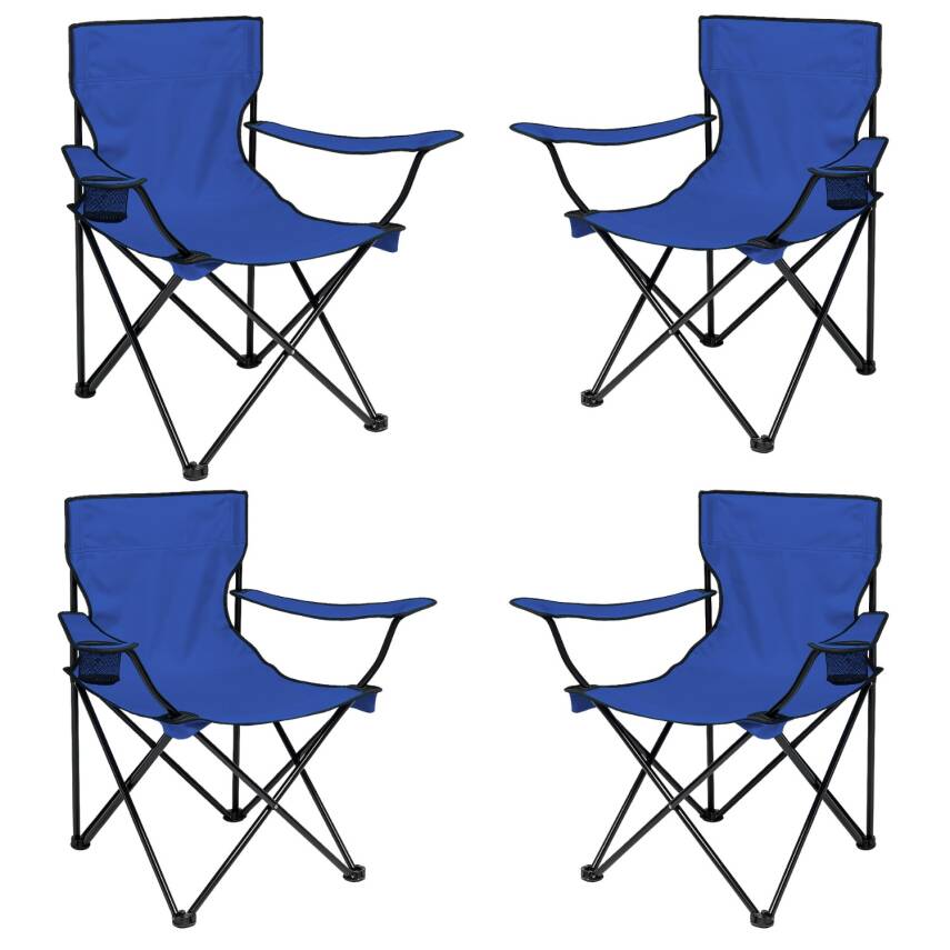 4 Adet Katlanır Kamp Sandalyesi - Piknik Plaj Sandalyesi - (DY.001) - Lacivert - Taşıma Çantalı - 1