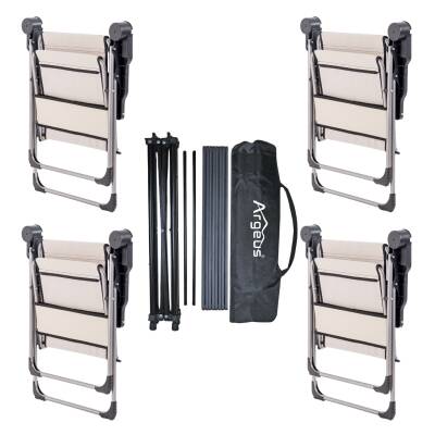 4 Adet Katlanır Kamp Sandalyesi ve Alüminyum Masa Seti - Rock Dark - Bozkır - Taşıma Çantalı - 2