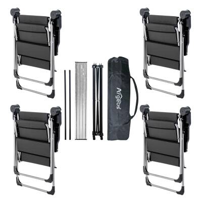 4 Adet Katlanır Kamp Sandalyesi ve Alüminyum Masa Seti - Rock Silver - Antrasit - Taşıma Çantalı - 2