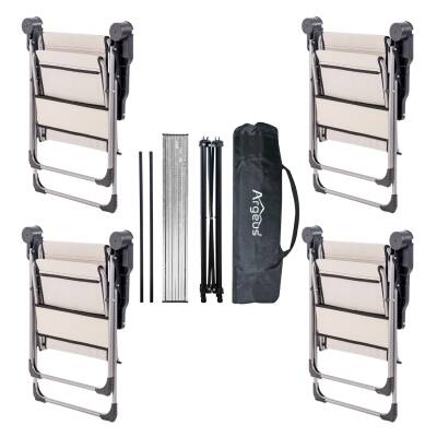 4 Adet Katlanır Kamp Sandalyesi ve Alüminyum Masa Seti - Rock Silver - Bozkır - Taşıma Çantalı - 2