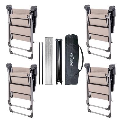 4 Adet Katlanır Kamp Sandalyesi ve Alüminyum Masa Seti - Rock Silver - Kestane - Taşıma Çantalı - 2