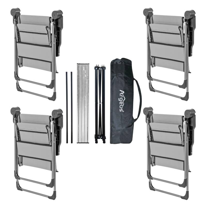 4 Adet Katlanır Kamp Sandalyesi ve Alüminyum Masa Seti - Rock Silver - Kül Gri - Taşıma Çantalı - 2