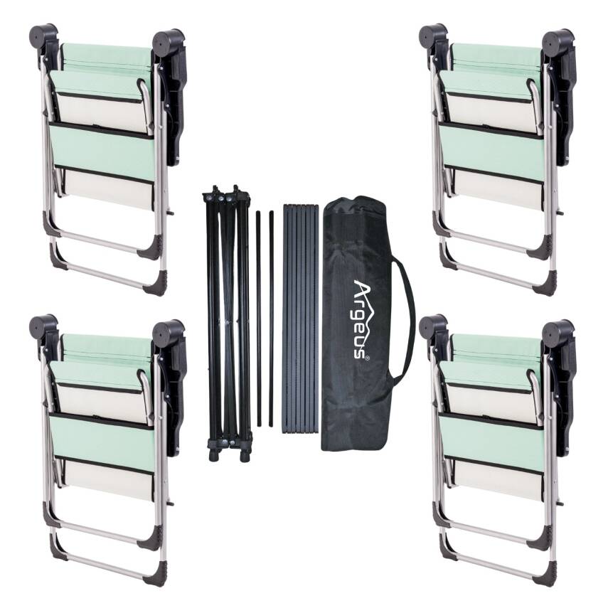 4 Adet Katlanır Kamp Sandalyesi ve Alüminyum Masa Seti - Rock Dark - Su Yeşili - Taşıma Çantalı - 2