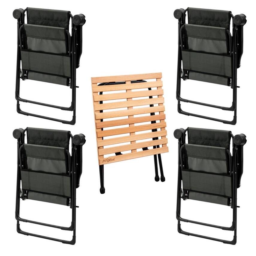 4 Adet Katlanır Kamp Sandalyesi ve Masa Seti - Rest - Taşıma Çantalı - Haki - 130 KG Taşıma Kapasiteli - 2