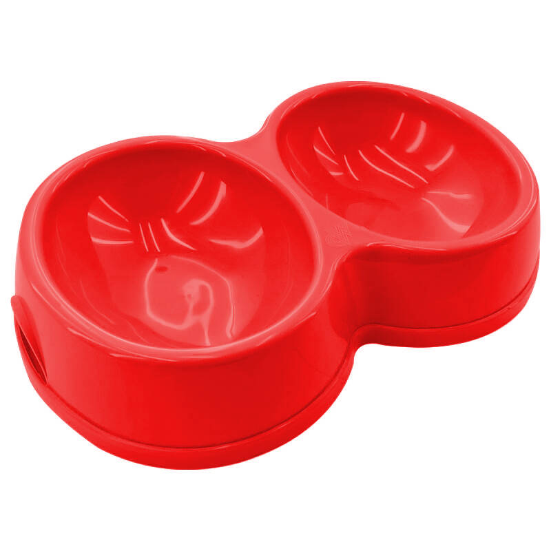 8566 Çiftli Kedi/Köpek Mama Kabı Kırmızı - 1