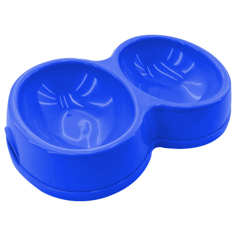 8566 Çiftli Kedi/Köpek Mama Kabı Mavi - 1