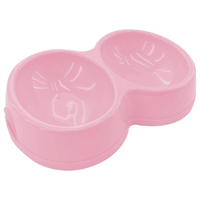 8566 Çiftli Kedi/Köpek Mama Kabı - Pembe - 1