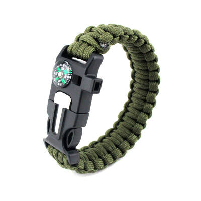 9595 Haki Pusulalı Paracord Bileklik - Magnezyum Çubuklu Outdoor Survival Aracı - 1