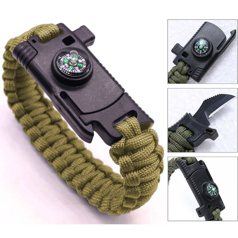 9595 Pusulalı & Bıçaklı Paracord Bileklik Kum - 1