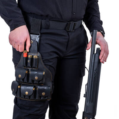 Deri Bacak Fişekliği - Savage - Siyah - 18