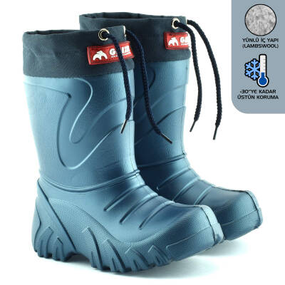 Lemigo Grizzly Eva Çocuk Kürklü Lacivert Yağmur Çizmesi