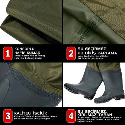 Protackle Primax Taslan Su Geçirmez Haki Tulum Çizme Kullanım Alanları