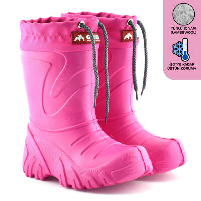 Lemigo Grizzly Eva Çocuk Kürklü Pembe Yağmur Çizmesi
