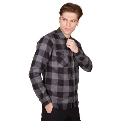 Alpinist Felder Erkek Ekose Outdoor Gömlek Antrasit Giyilmiş Hali