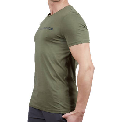 Erkek Tişört - Pamuklu Spor Tişört - Vassi - Haki Detay