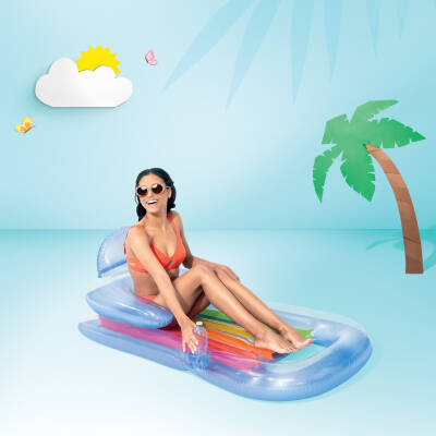 Şişme Havuz Deniz Yatağı - Sultan Yatağı - Bardaklıklı - Mavi (58802EU) Paket İçeriği