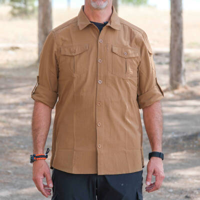 Loç Outdoor Tactical Erkek Gömleği Kum Arka Görünüm