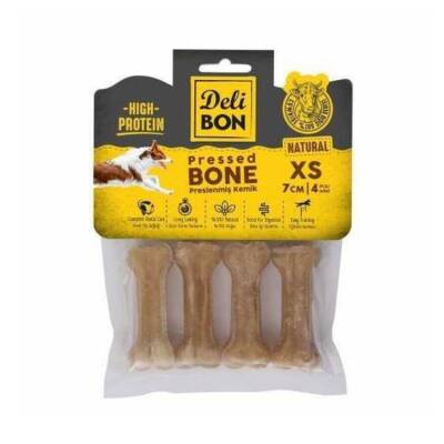 Delibon Naturel Deri Pres Kemik 7cm (4 Adet) - Küçük Irk Köpek Ödül Maması