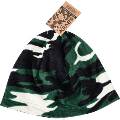 Savex Yeşil Kamuflaj Polar Bere Detay