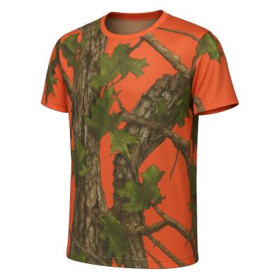 Turuncu Orman Desenli Mikrofiber Tişört