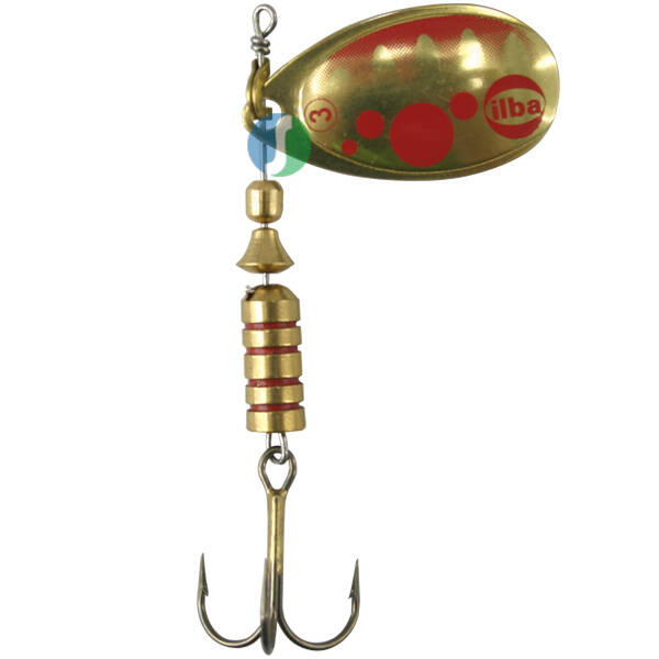 Alabalık ve Turna Avı İçin Ilba Bubble B20212 Altın/Kırmızı Döner Kaşık No:2 - 1