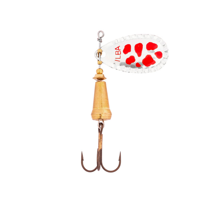 Alabalık Turna Döner Olta Kaşık - Ilba Spark Eco 95AR3 - Gümüş/Kırmızı - No:3 - 2