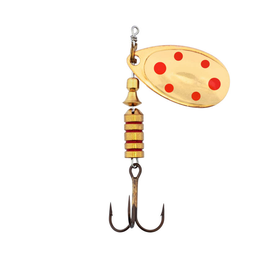 Alabalık Turna Döner Olta Kaşık - Ilba Tondo 20213 - Altın/Kırmızı - No:3 - 2