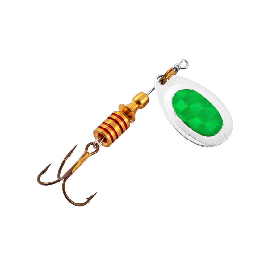 Alabalık Turna Döner Olta Kaşık - Ilba Tondo Alpha 30183 - Gümüş/Yeşil - No:3 - 1