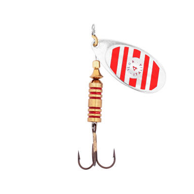 Alabalık Turna Döner Olta Kaşık - Ilba Zebra 21114 - Gümüş/Kırmızı - No:4 - 2