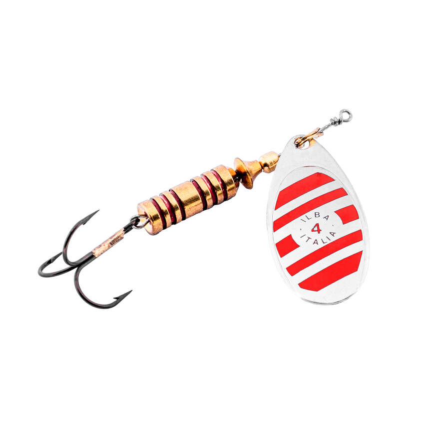 Alabalık Turna Döner Olta Kaşık - Ilba Zebra 21114 - Gümüş/Kırmızı - No:4 - 1