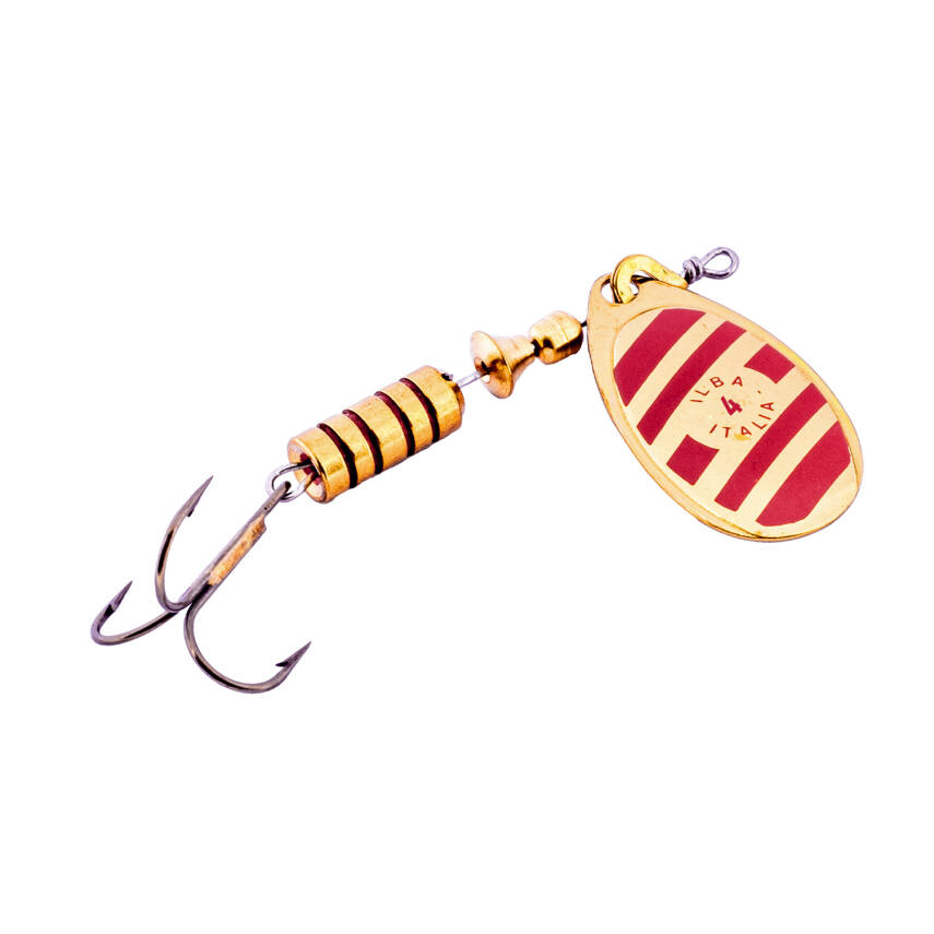 Alabalık Turna Döner Olta Kaşık - Ilba Zebra 21214 - Altın/Kırmızı - No:4 - 1