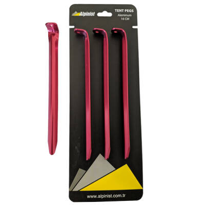 Alpinist Alüminyum 6061 Çadır Kazığı - Kırmızı (4'lü Set)