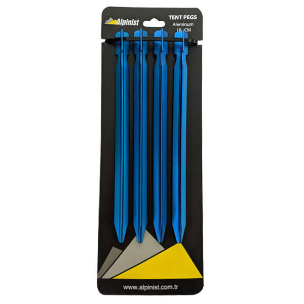Alpinist Alüminyum 6061 Çadır Kazığı 18 cm Mavi 4'lü - 1