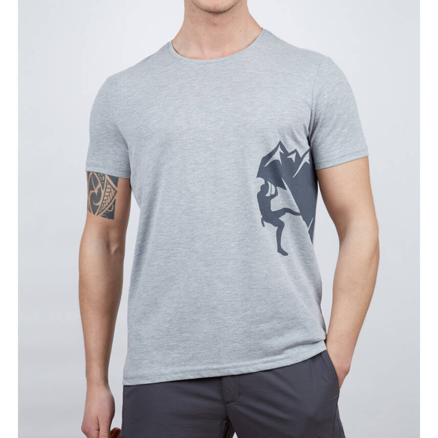 Erkek Tişört - Pamuklu Spor Tişört - Camp - Gri Melanj (600611) - 1