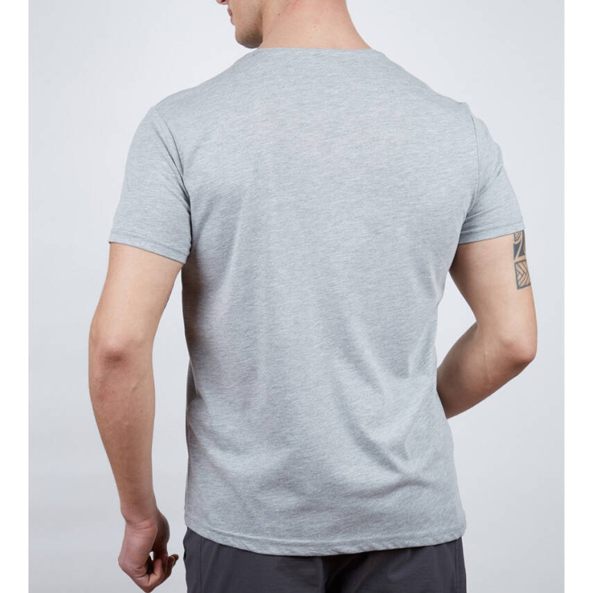 Erkek Tişört - Pamuklu Spor Tişört - Camp - Gri Melanj (600611) - 3