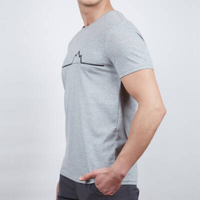 Erkek Tişört - Pamuklu Spor Tişört - Nordic - Gri Melanj - 2
