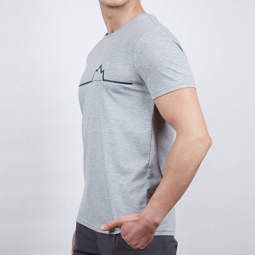 Erkek Tişört - Pamuklu Spor Tişört - Nordic - Gri Melanj - 2
