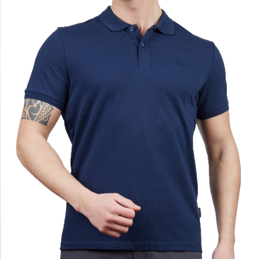 Erkek Polo Yaka Tişört - Pamuklu Spor Tişört - Stratus - Indigo (600303) - 1