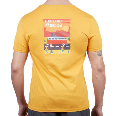 Erkek Tişört - Pamuklu Spor Tişört - Vassi - Hardal - 3