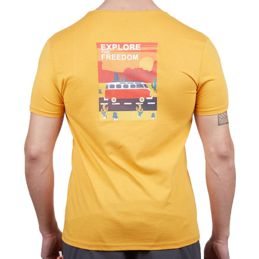 Erkek Tişört - Pamuklu Spor Tişört - Vassi - Hardal - 3