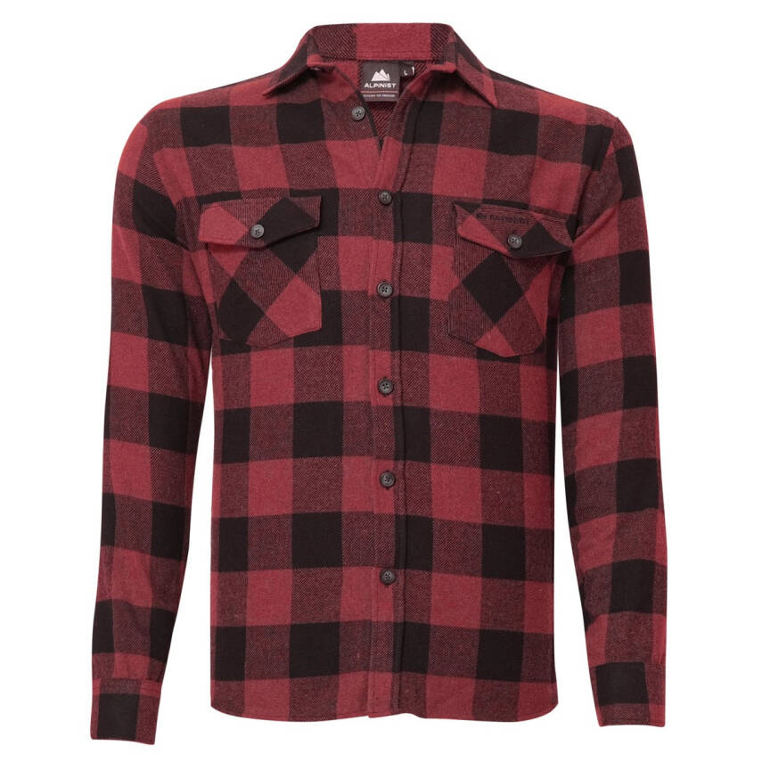 Alpinist Vejan Erkek Ekose Outdoor Gömlek Vişne - 1