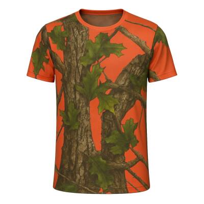 Turuncu Orman Desenli Mikrofiber Tişört - Avcı Tişört - Hızlı Kurur - 2
