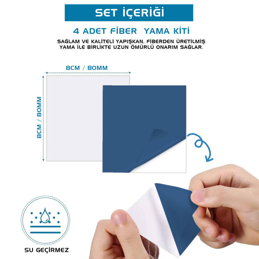 Argeus 4'lü Yapışkanlı Fiber Çadır Tamir Yaması - Lacivert - 2