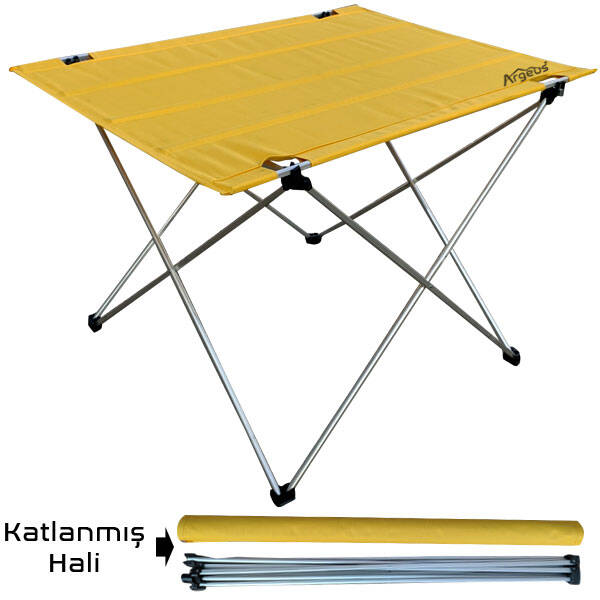 Argeus 54001 Sarı Katlanabilir Alüminyum Kamp ve Piknik Masası - 1