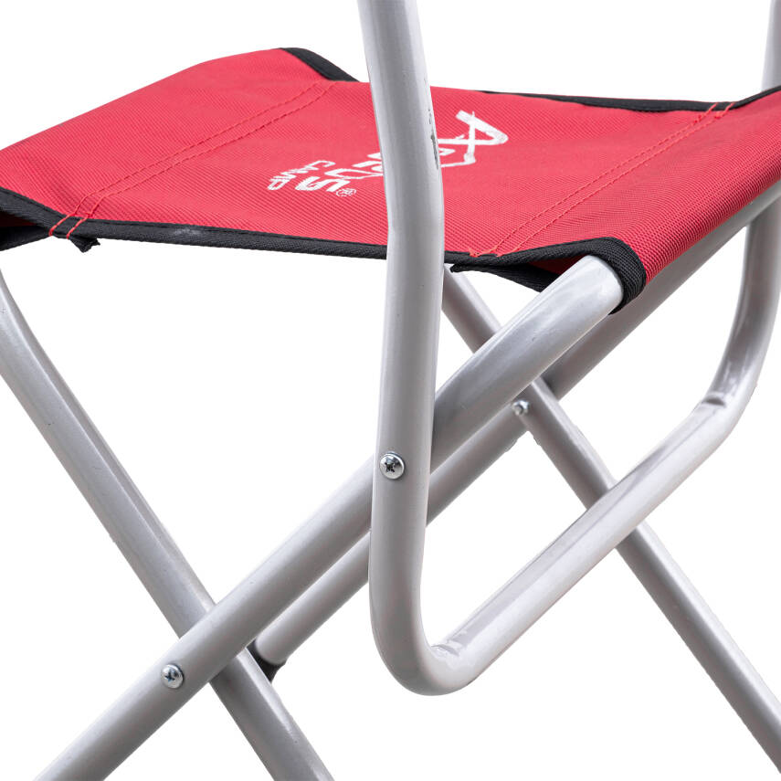 Argeus Arkalıklı Katlanır Kamp Sandalyesi - Balıkçı Taburesi - Taşınabilir Kırmızı Model - 5