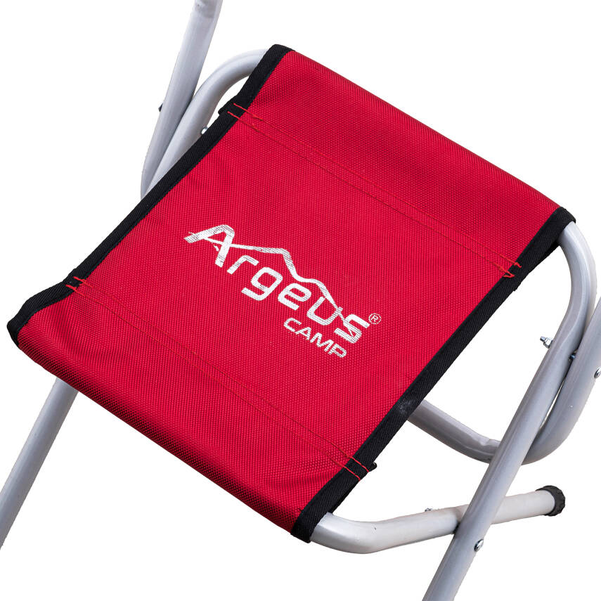 Argeus Arkalıklı Katlanır Kamp Sandalyesi - Balıkçı Taburesi - Taşınabilir Kırmızı Model - 8